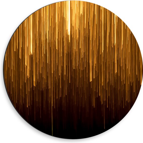 Dibond Muurcirkel - Abstracte Gouden Strepen - 50x50 cm Foto op Aluminium Muurcirkel (met ophangsysteem)
