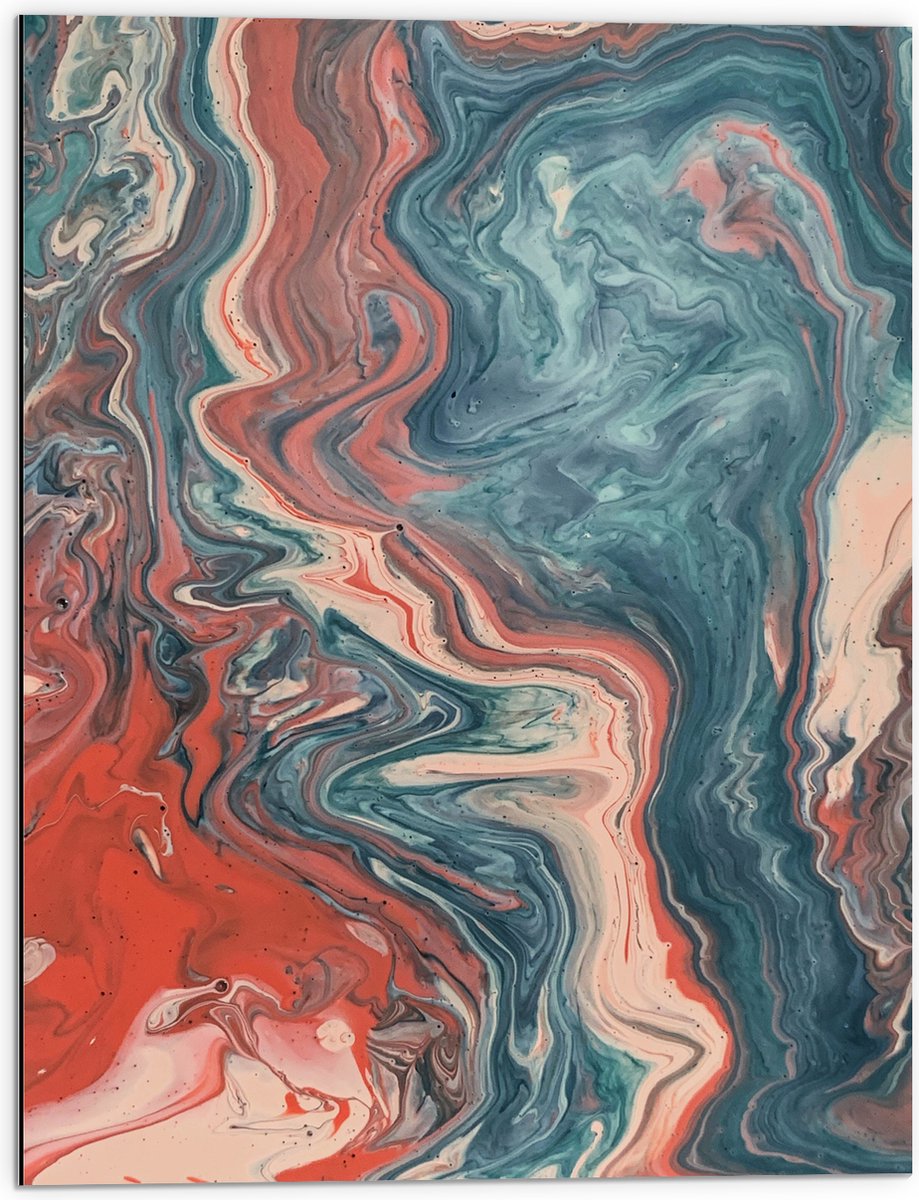 Dibond - Mix van Roze en Blauwe Verf - 60x80 cm Foto op Aluminium (Met Ophangsysteem)