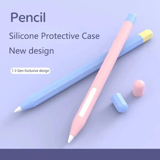 Foto: Apple pencil 2 case hoesje voor apple pencil 2e generatie siliconen bescherm case fijne grip lichtblauw