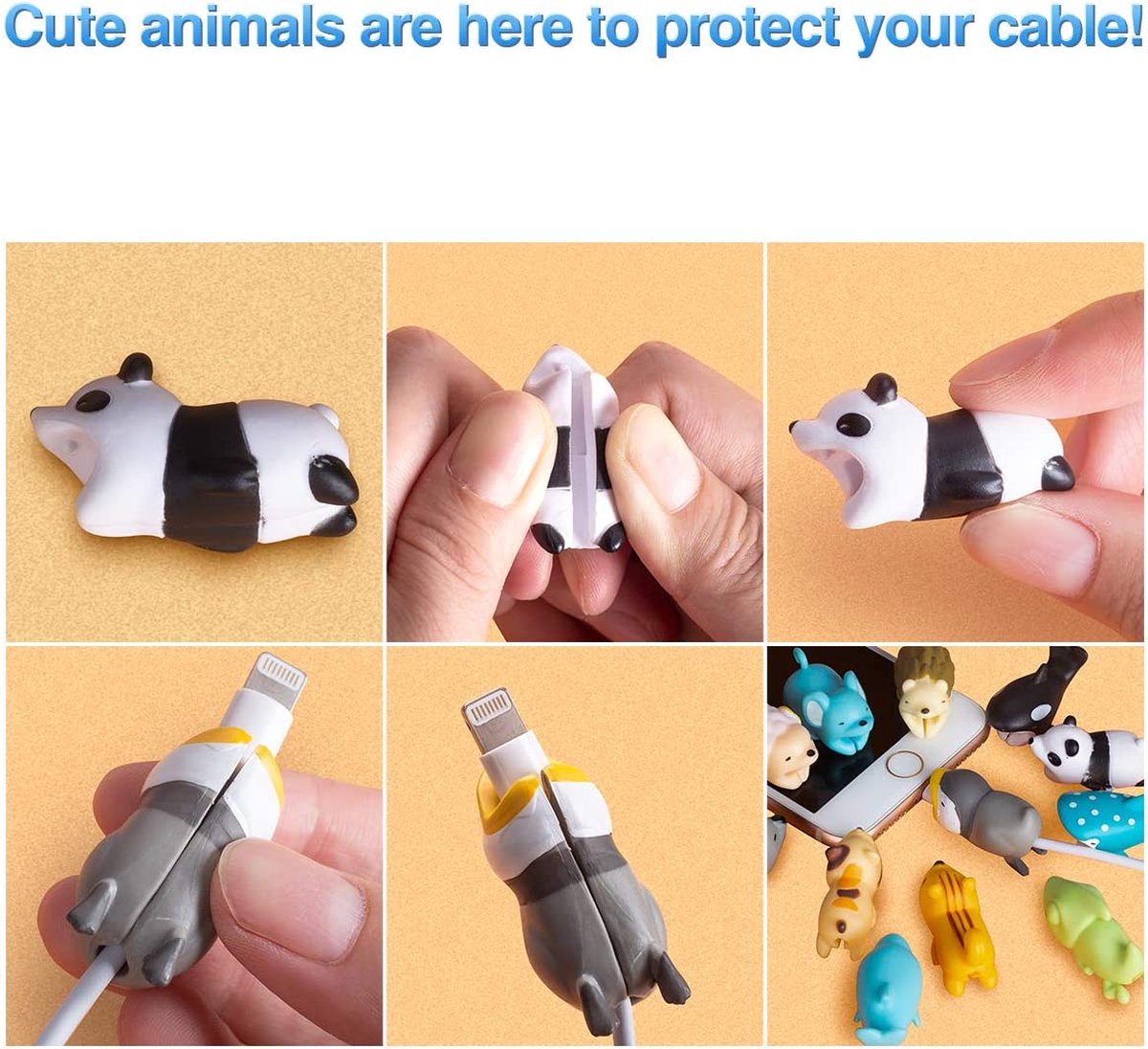 Cute Animaux câble morsures, câble Protecteur pour iPhone câble