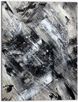 Dibond - Abstracte Verfmix van Zwart en Wit Tinten - 60x80 cm Foto op Aluminium (Wanddecoratie van metaal)