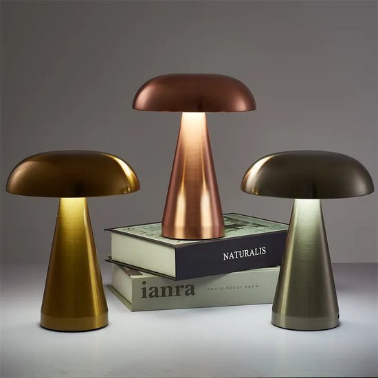 Luxus Tafellamp Touch - Sofia - Goud - H21 x Ø16 - Tafellamp - Terraslamp - Bureaulamp - LED - Oplaadbaar - Dimbaar - Draadloos - Industrieel en modern - Op batterijen -... - Afbeelding 6