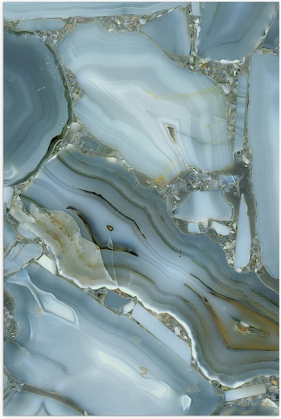 Poster Glanzend – Luxe Wit met Gouden Marmer - 40x60 cm Foto op Posterpapier met Glanzende Afwerking