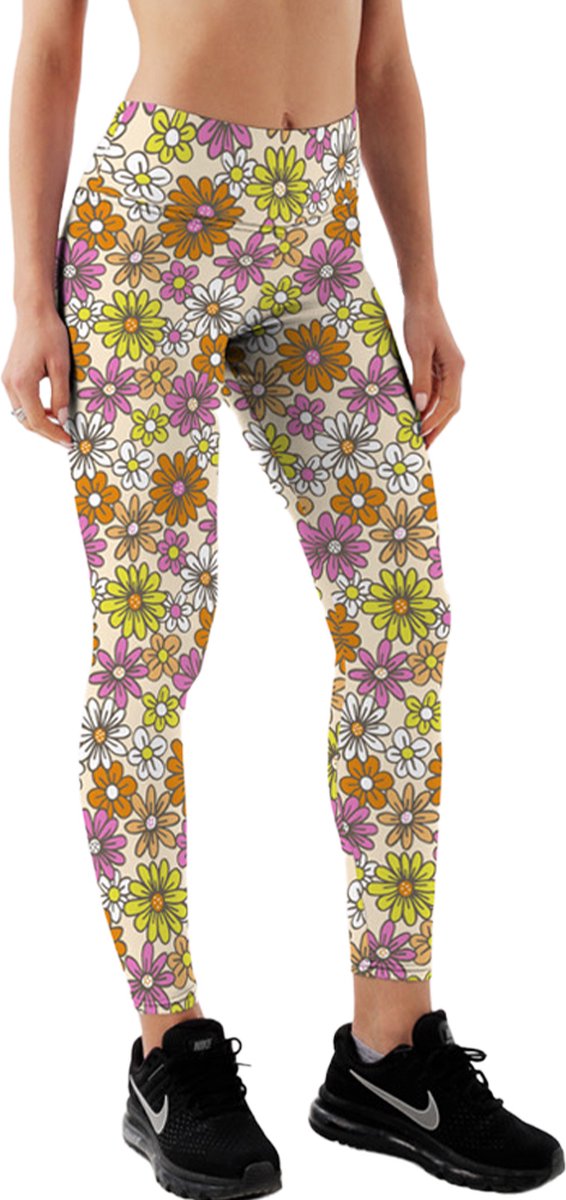 Yucka festival legging met bloemetjesprint - Leggings met print - Dames - Meisjes - Maat L-XL