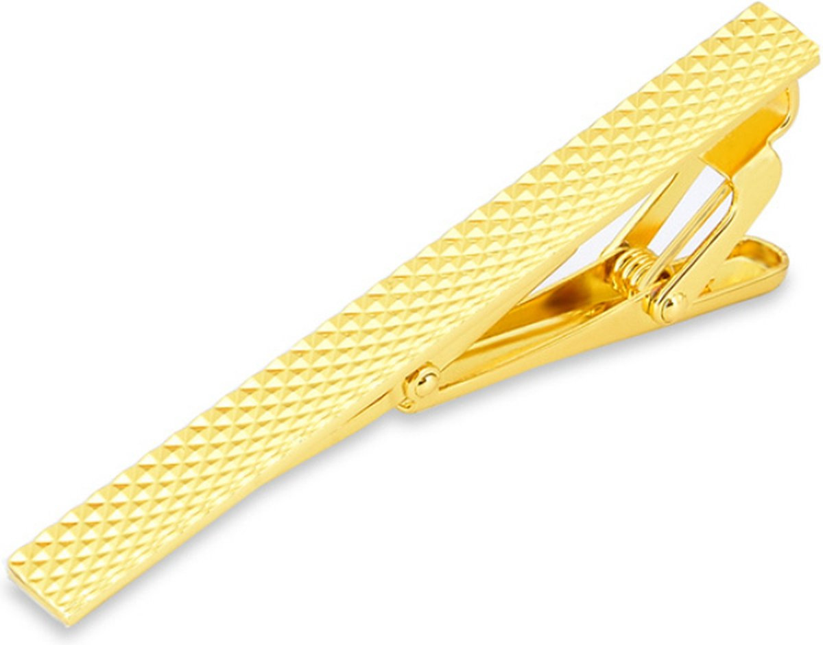 Dasspeld - Stropdas Clip - Shiny Tie Clip - Goud - Geruit