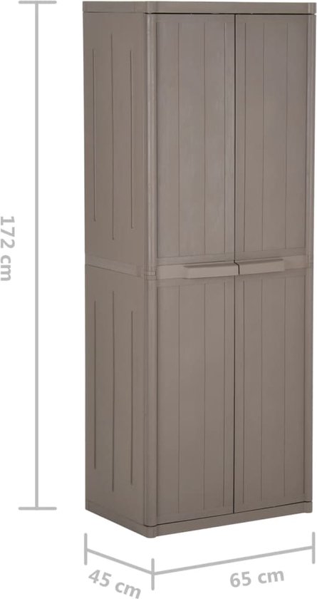 vidaXL Armoire de rangement jardin Marron 65x45x172 cm PP Aspect