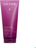 Paarse Caudalie douchegel tube van 200 ml, met tekst. Staat op een witte achtergrond.