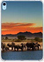 Cover iPad (2022) 10.9 Silicone Back Cover met Foto Olifanten met transparant zijkanten