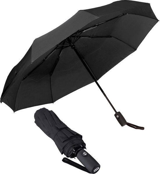 TRVLMORE stormparaplu automatisch – 100 km/u – Ø 107 cm – zwart