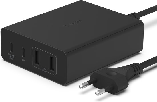Belkin Boost-Up Charge Pro Adapter - 4-poorts - USB-C - 108W - Zwart