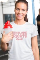 Shirt - Push ups pull ups squats repeat - Wurban Wear | Grappig shirt | Fitness | Unisex tshirt | Motivatie | Gewichten | Yoga | Sporttas | Yoga mat | Wit