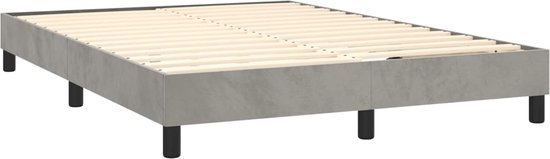 vidaXL-Boxspring-met-matras-fluweel-lichtgrijs-140x190-cm