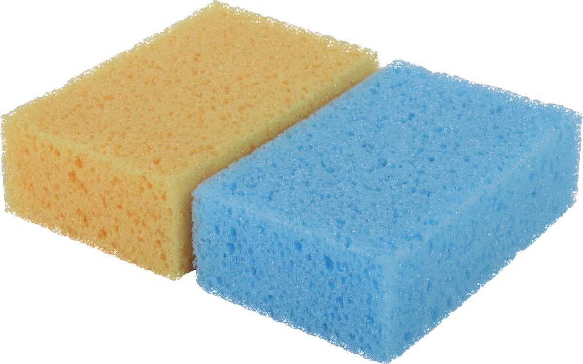 Goedkoopste 8x stuks gekleurde huishoudsponzen - sponzen - schoonmaakspullen / schoonmaaksponzen