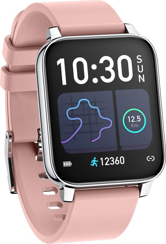 Fit Roz Watch FlinQ Fit Chrono Swartwatch - Roze - Smartwatch - Activity Tracker ...