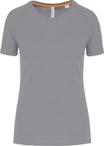 Gerecycled damessportshirt met ronde hals Fine Grey - L