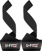 U Fit One Zwart Lifting Straps - Anti Slip Deadlift Straps - Padded Straps - Bodybuilding - Gewichtshef - Powerlifting - Wrist Wraps - Fitness - Lifting belt - Gym Straps