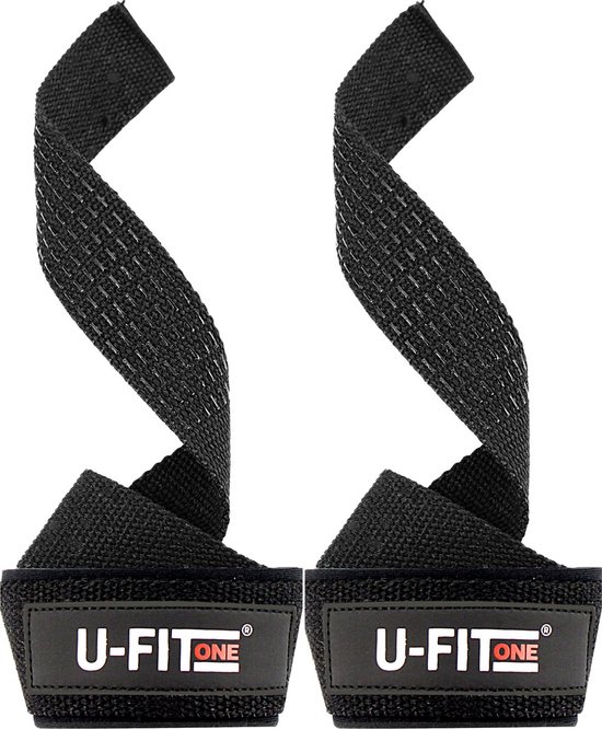 U Fit One Zwart Lifting Straps - Anti Slip Deadlift Straps - Padded Straps - Bodybuilding - Gewichtshef - Powerlifting - Wrist Wraps - Fitness - Lifting belt - Gym Straps