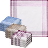 JEMIDI zakdoeken heren 100% katoen - 40 x 40 cm - Set van 12 - Herbruikbare zakdoeken voor volwassenen - In bruin/crème/blauw