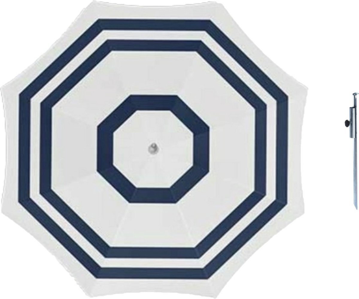 Parasol - Wit/blauw - D120 cm - incl. draagtas - parasolharing - 49 cm - Parasols
