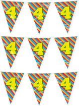 Paperdreams verjaardag 4 jaar thema vlaggetjes - 3x - feestversiering - 10m - folie - dubbelzijdig