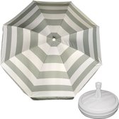 Parasol - Zilver/wit - D180 cm - incl. draagtas - parasolvoet - 42 cm