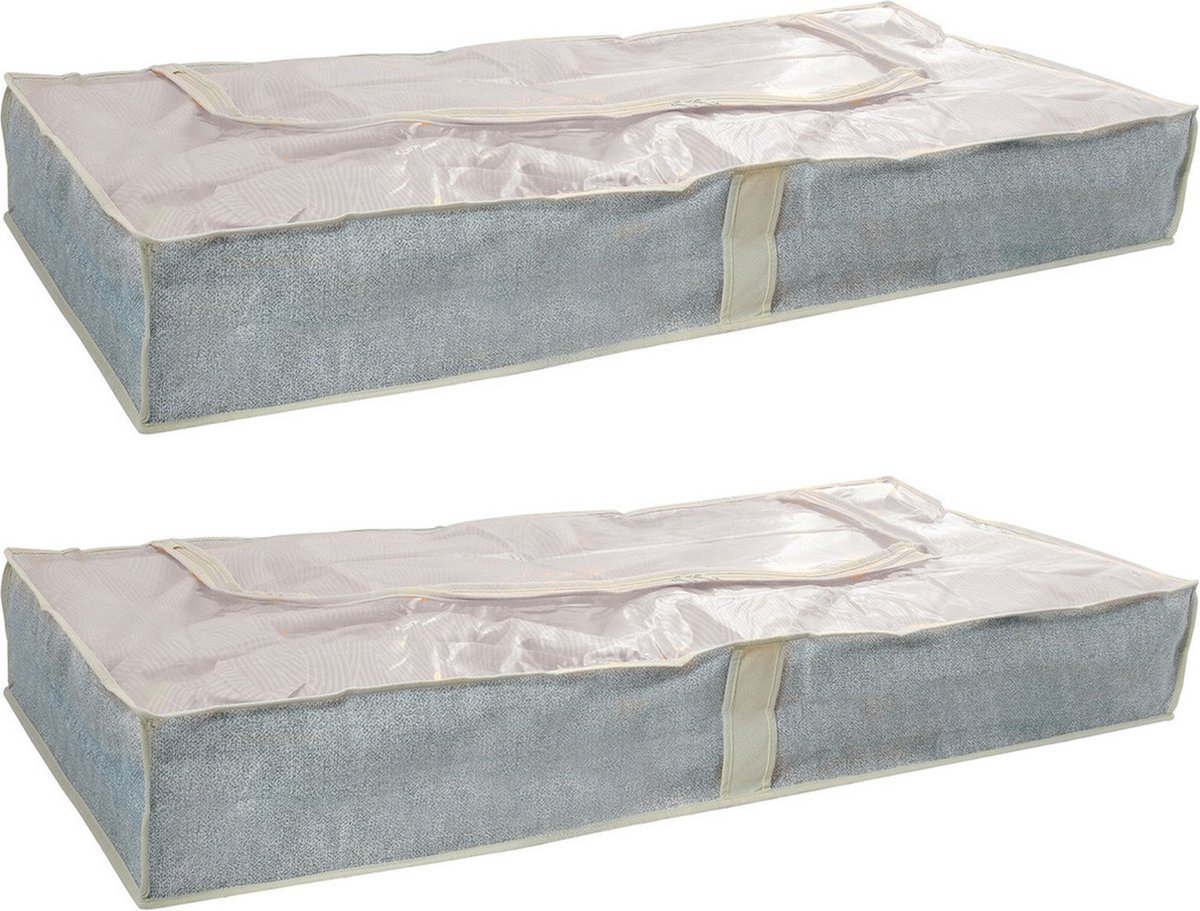 MSV opbergtas/beschermhoes beddengoed/kleding - 2x - voor onder bed - 109 x 46 x 15 cm
