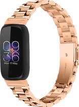 Stalen Smartwatch bandje - Geschikt voor Fitbit Inspire 3 stalen bandje - rosé goud - Strap-it Horlogeband / Polsband / Armband