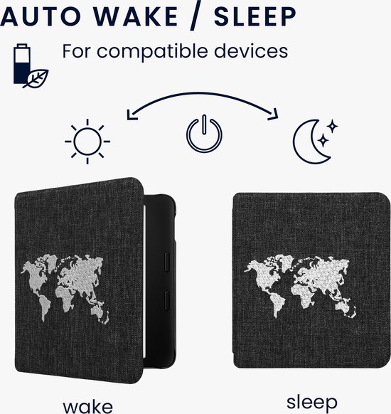 kwmobile Cover geschikt voor Kobo Libra 2 - Vilten ereader hoes - Beschermende e-Reader Case - in wit / donkergrijs van Merkloos — afbeelding 5