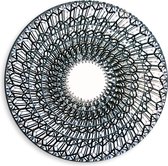 Dibond Muurcirkel - Witte Achtergrond met Zwart Gekleurde Cirkels Vol Patronen - 40x40 cm Foto op Aluminium Muurcirkel (met ophangsysteem)