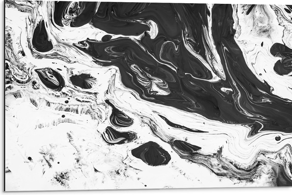 Dibond - Zwart met Wit Gemixte Verf - 75x50 cm Foto op Aluminium (Met Ophangsysteem)