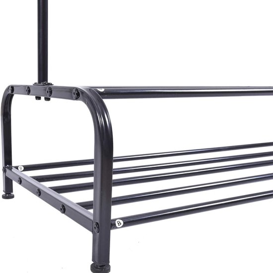 BTD Metalen Industriële Pijp Kledingrek - Kledingrek - Zwart Staal Kledingrek Zwart Buizen Kledingrek Industrieel Kledingrek Wand Kledingrek Zwart Staal Industrieel Design Ruimte Besparend