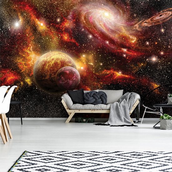 Space Galaxy Sterren Planeten Wallpaper muurschildering foto Kinderen Slaapkamer Thuis Deco XXL-390x260cm