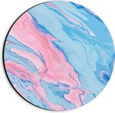 Dibond Muurcirkel - Mix van Roze en Blauwe Vlekken - 20x20 cm Foto op Aluminium Muurcirkel (met ophangsysteem)