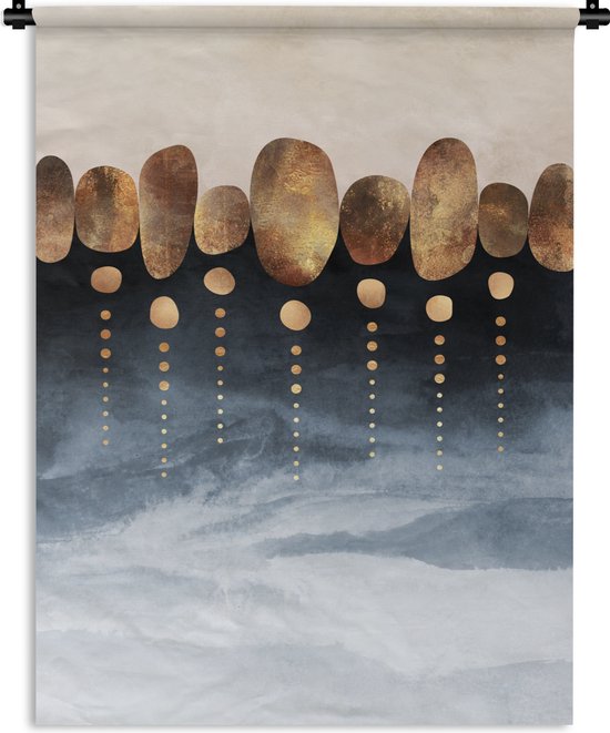 Wandkleed - Wanddoek - Goud - Abstract - Luxe - 90x120 cm - Wandtapijt