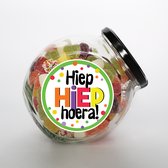 Snoeppot - "Hiep Hiep Hoera" tum tum - Verjaardagscadeau - snoep cadeau - gefeliciteerd - geslaagd cadeautje