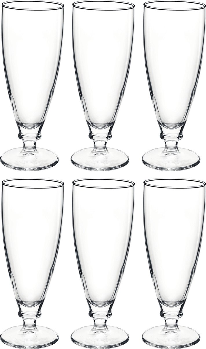 6x Stuks luxe Harmonia bierglazen op voet 380 ml - Bierglas speciaal bier