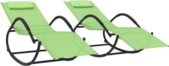 Exclusive Maison - Chaises longues à bascule 2 pcs acier et textilène vert  | bol.com