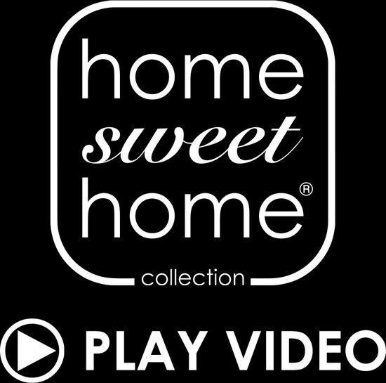 Logo met tekst 'home sweet home collection' en 'Play video'.