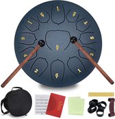 Tongdrum - 11 noten 25 cm - Tongtrommel - Schijftrommel - Stalen Pan Tonen - Slaginstrument - Handpan Drum met Accessoiredoos, Tas, Vingerpick - Muziekboek en Drum voor Meditatie, Yoga, Geluidsgenezing