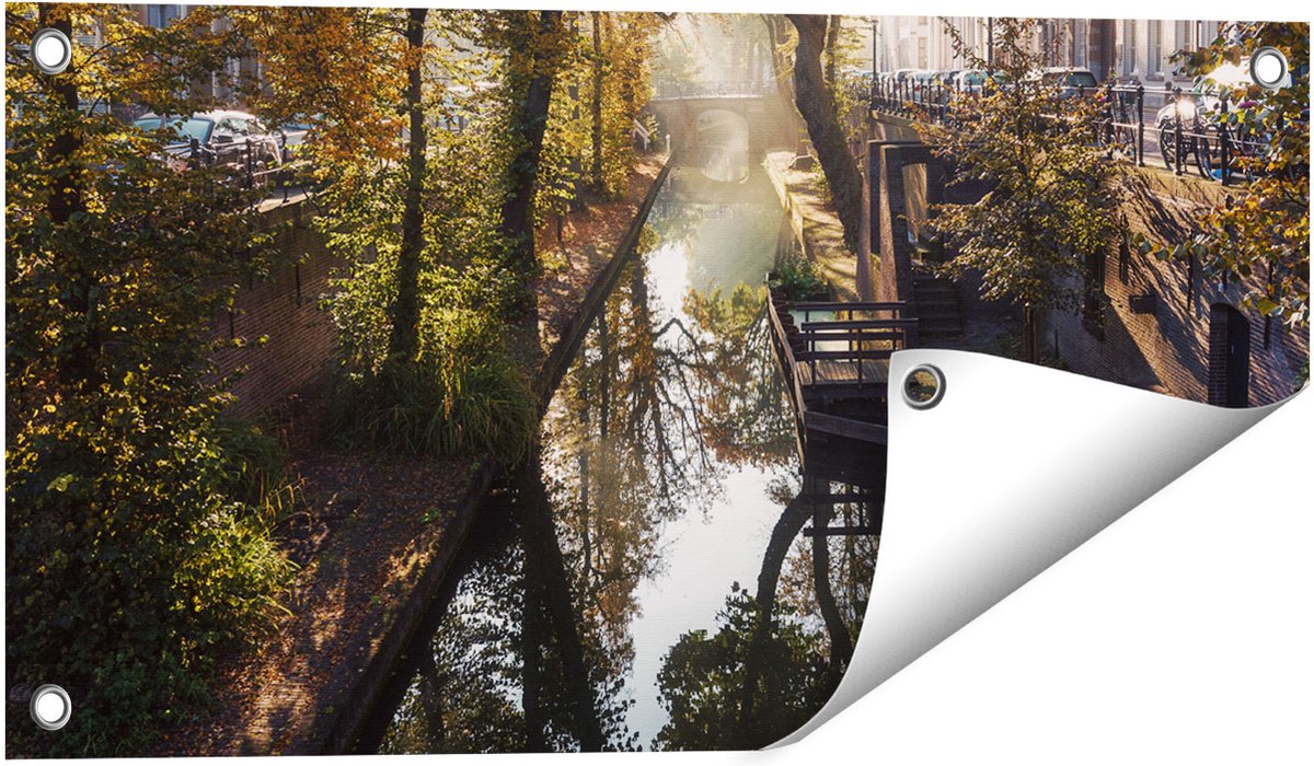 Gards Tuinposter Nieuwe Gracht in Utrecht - 60x30 cm - Tuindoek - Tuindecoratie - Wanddecoratie buiten - Tuinschilderij Multikleur