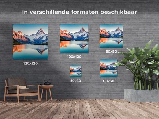 Affiche de jardin Gards Paysage de Montagnes au bord du lac - 60x60 cm - Toile de jardin - Décoration de jardin - Décoration murale extérieure - Tableau de jardin