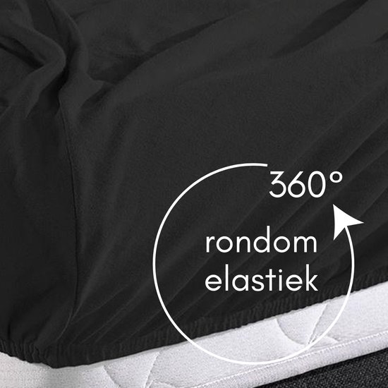 Sleeps Jersey Stretch Hoeslaken - 100% Katoen - 200x200/220 cm - Zwart - Strijkvrij van Sleeps — afbeelding 5