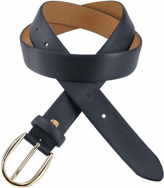 Damesriem Metallic Look 3 Cm Goud - Leren Riem Met Massief Metalen Gesp, Made In Italy