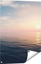 Gards Tuinposter Zee Water tijdens Zonsondergang - 60x80 cm - Tuindoek - Tuindecoratie - Wanddecoratie buiten - Tuinschilderij