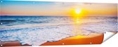 Gards Tuinposter Strand en Zee tijdens Zonsondergang - 180x60 cm - Tuindoek - Tuindecoratie - Wanddecoratie buiten - Tuinschilderij