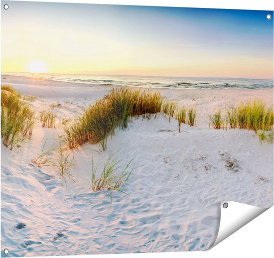 Gards Tuinposter Strand en Duinen tijdens Zonsondergang - 100x80 cm - Tuindoek - Tuindecoratie - Wanddecoratie buiten - Tuinschilderij