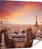 Gards Tuinposter Skyline Parijs met Eiffeltoren - 90x90 cm - Tuindoek - Tuindecoratie - Wanddecoratie buiten - Tuinschilderij