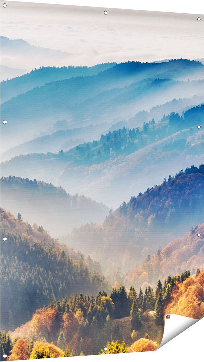 Gards Tuinposter Heuvel Landschap van het Zwarte Wout Bos - 100x150 cm - Tuindoek - Tuindecoratie - Wanddecoratie buiten - Tuinschilderij Multikleur