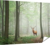 Gards Tuinposter Hert in Bos - 160x120 cm - Tuindoek - Tuindecoratie - Wanddecoratie buiten - Tuinschilderij