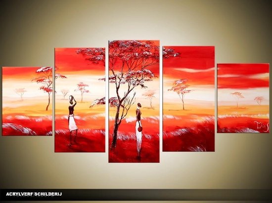 Peinture acrylique Nature | Rouge, jaune, blanc | 150x70cm 5Liège peint à la main
